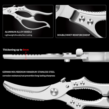 ✂️ Heavy-Duty Multifunction Kitchen Shears -Fish Scaler🐟 Bottle Opener🍾Safety Lock 🔪