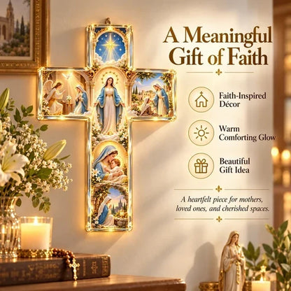 ✝️ Glowing Bible Cross Lamp – Illuminated Story of Jesus in 6 Scenes | Christian Home Decor