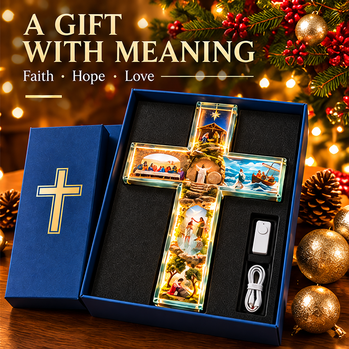 Ahlwocore LED Cross Lamp – Faith-Inspired Home Decoration