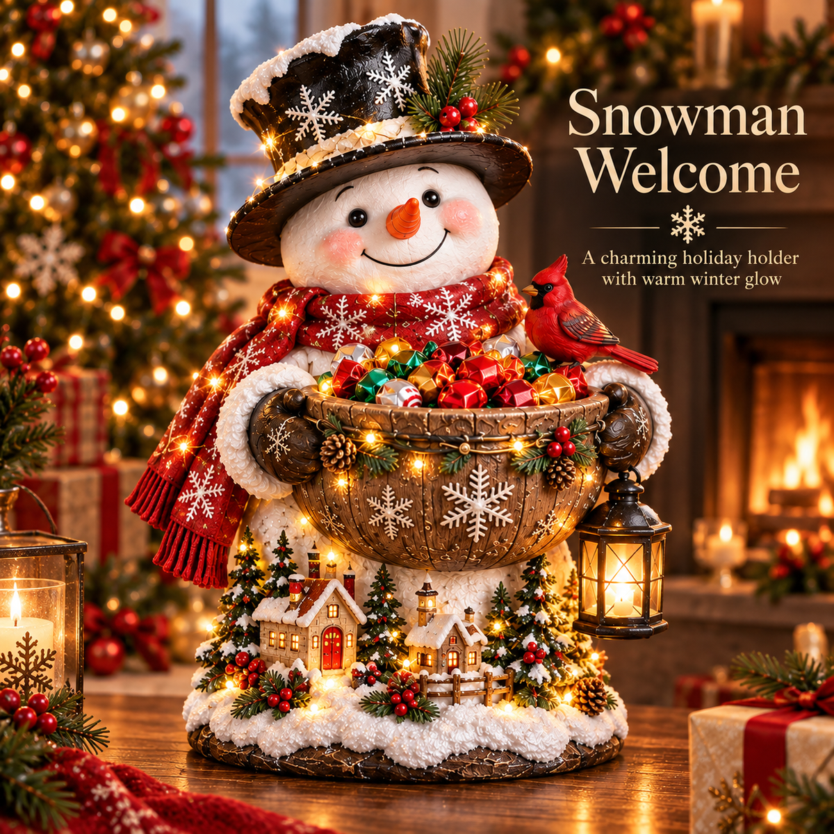 Ahlwocore Lighted Christmas Candy Bowls - Holiday Designs