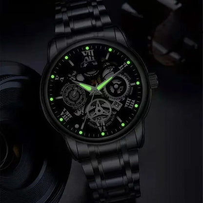 ⌚ Roman Skeleton Automatic Mechanical Watch – Classic Men's Open-Dial Timepiece