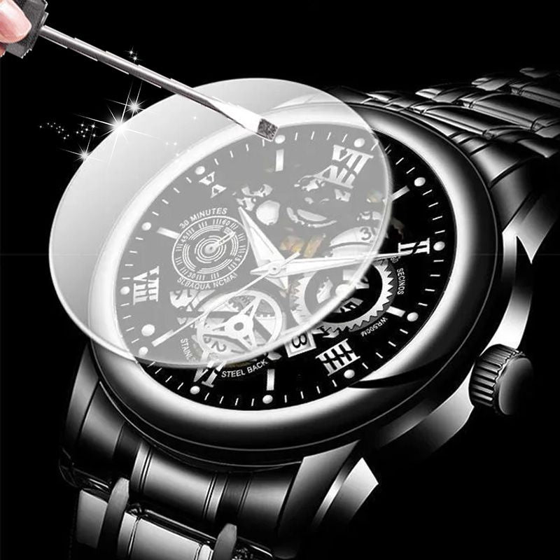⌚ Roman Skeleton Automatic Mechanical Watch – Classic Men's Open-Dial Timepiece