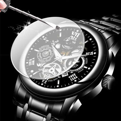 ⌚ Roman Skeleton Automatic Mechanical Watch – Classic Men's Open-Dial Timepiece