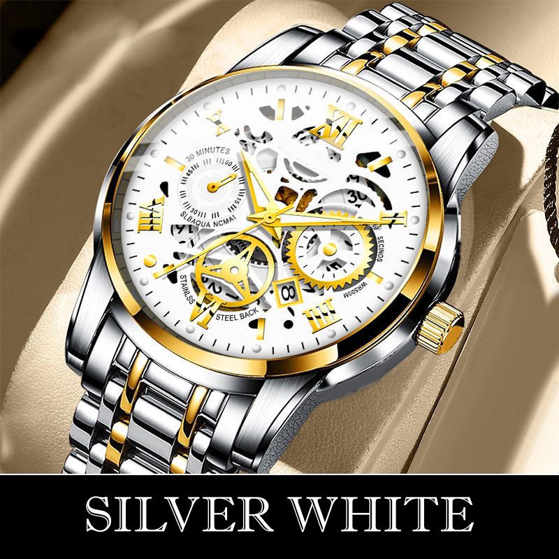 ⌚ Roman Skeleton Automatic Mechanical Watch – Classic Men's Open-Dial Timepiece