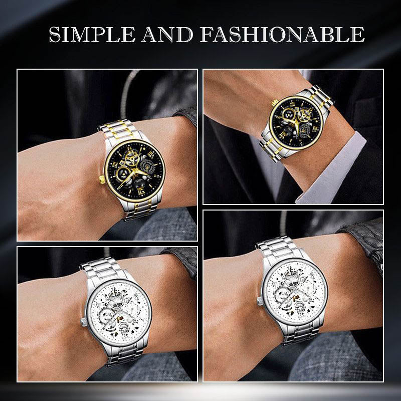 ⌚ Roman Skeleton Automatic Mechanical Watch – Classic Men's Open-Dial Timepiece