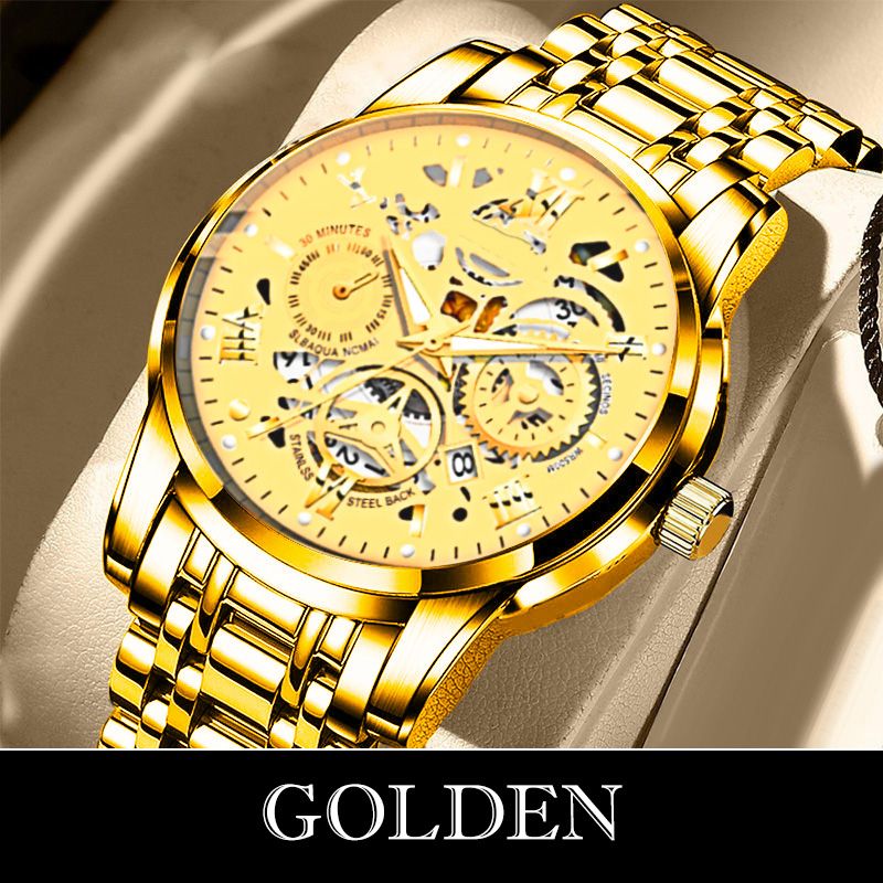 ⌚ Roman Skeleton Automatic Mechanical Watch – Classic Men's Open-Dial Timepiece