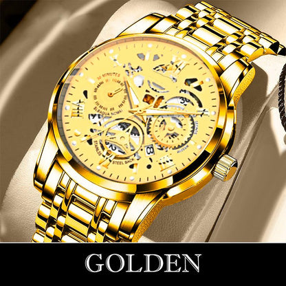 ⌚ Roman Skeleton Automatic Mechanical Watch – Classic Men's Open-Dial Timepiece