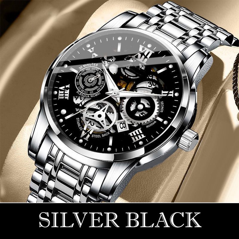 ⌚ Roman Skeleton Automatic Mechanical Watch – Classic Men's Open-Dial Timepiece