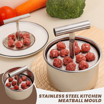 🥩 Stainless Steel 6-Hole Meatball Maker, Quick DIY Tool for Meat Balls, Fish Balls, Veggie Balls & Ice Cream