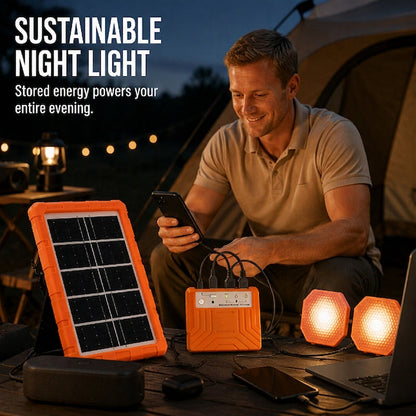 ☀️INFINITE SOLAR ENERGY⚡Portable Solar Power System with 2 LED Lights