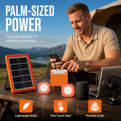 ☀️INFINITE SOLAR ENERGY⚡Portable Solar Power System with 2 LED Lights