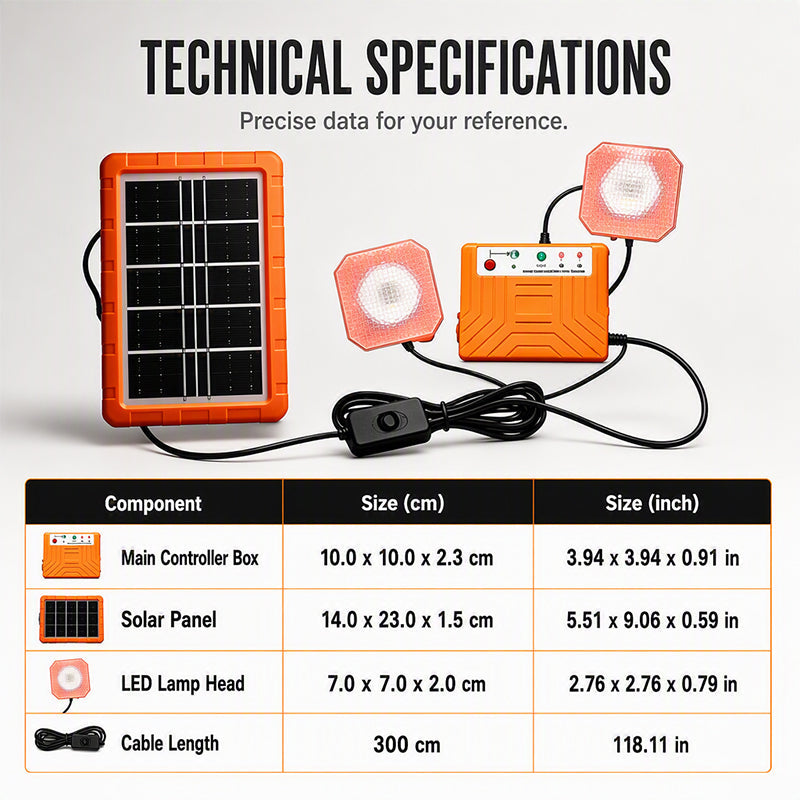 ☀️INFINITE SOLAR ENERGY⚡Portable Solar Power System with 2 LED Lights