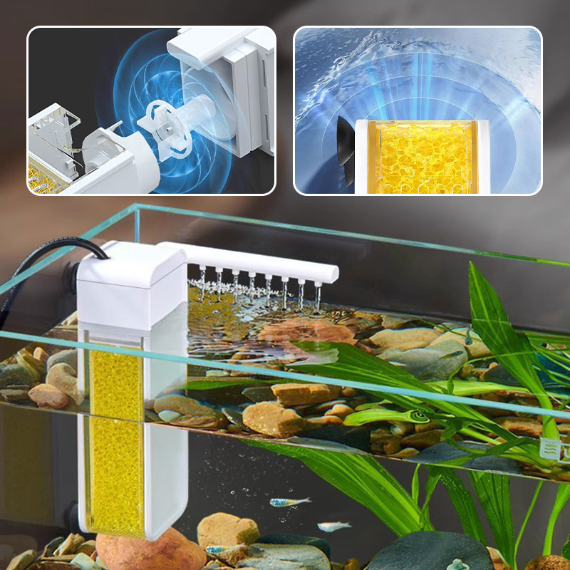 ✨Last Day 50% OFF✨🐠3-in-1 Mini Aquarium Filter – Filtration, Circulation & Rain-Flow Outlet