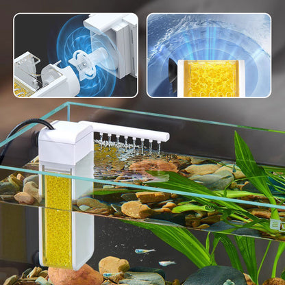 ✨Last Day 50% OFF✨🐠3-in-1 Mini Aquarium Filter – Filtration, Circulation & Rain-Flow Outlet